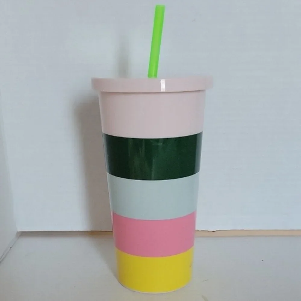 Kate Spade 20 Oz Color Block Cold Travel Tumbler Cup Mug Acrylic Berverage
